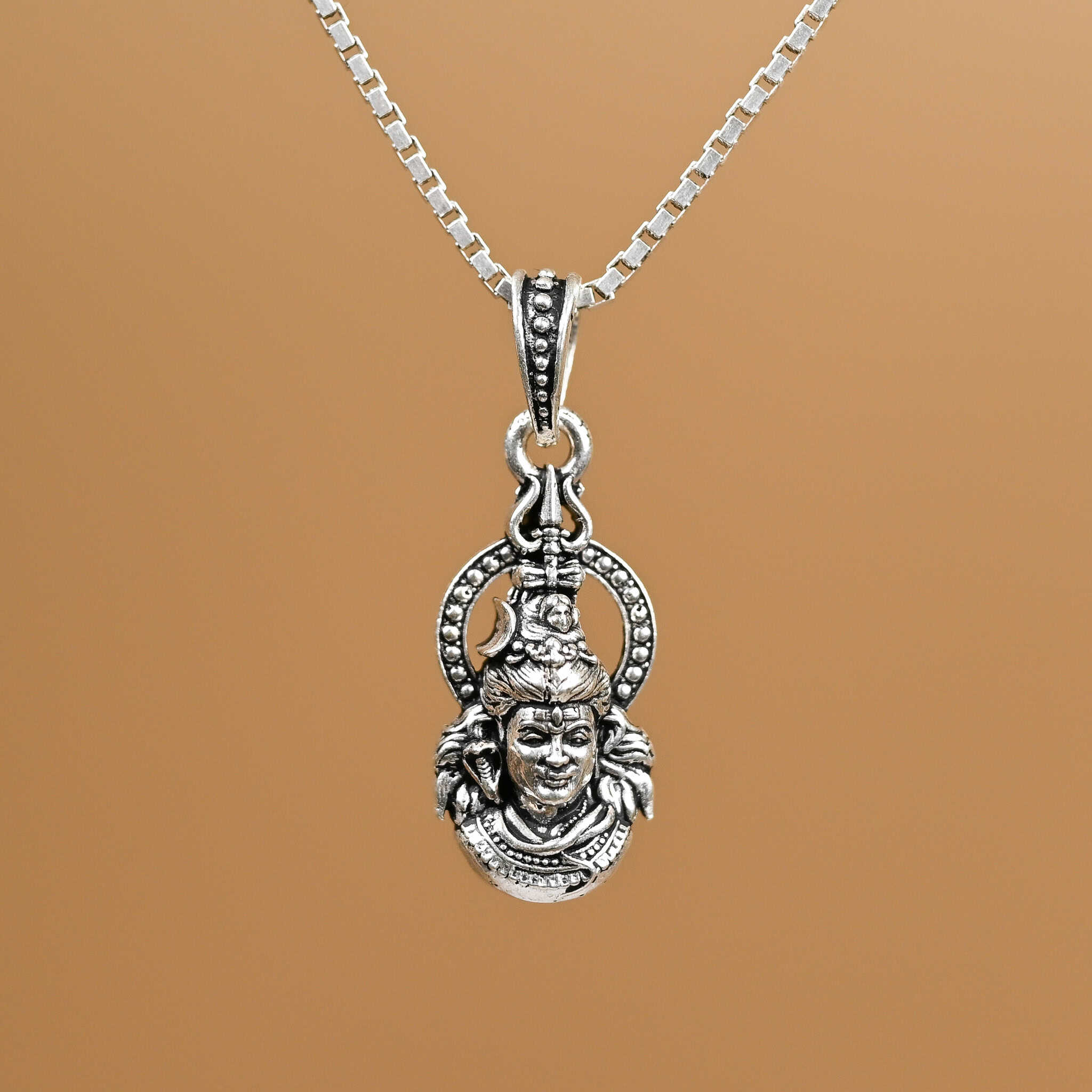 Divine Mahadev Trishul Silver Pendant With Chain 