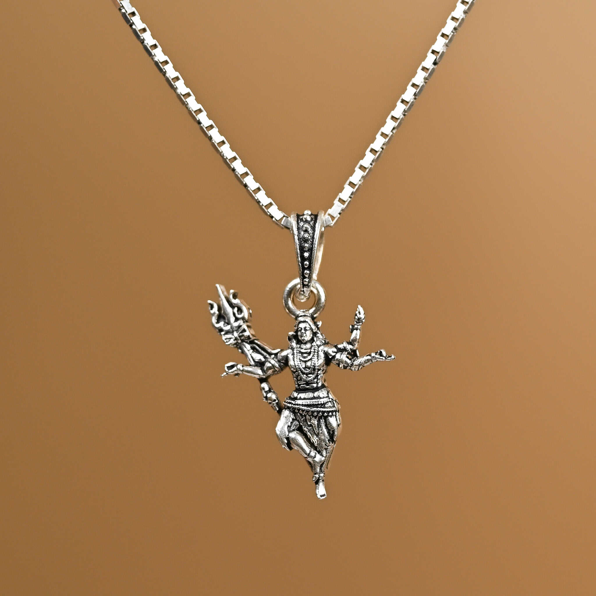 Nataraja Mahadev Silver Pendant With Chain