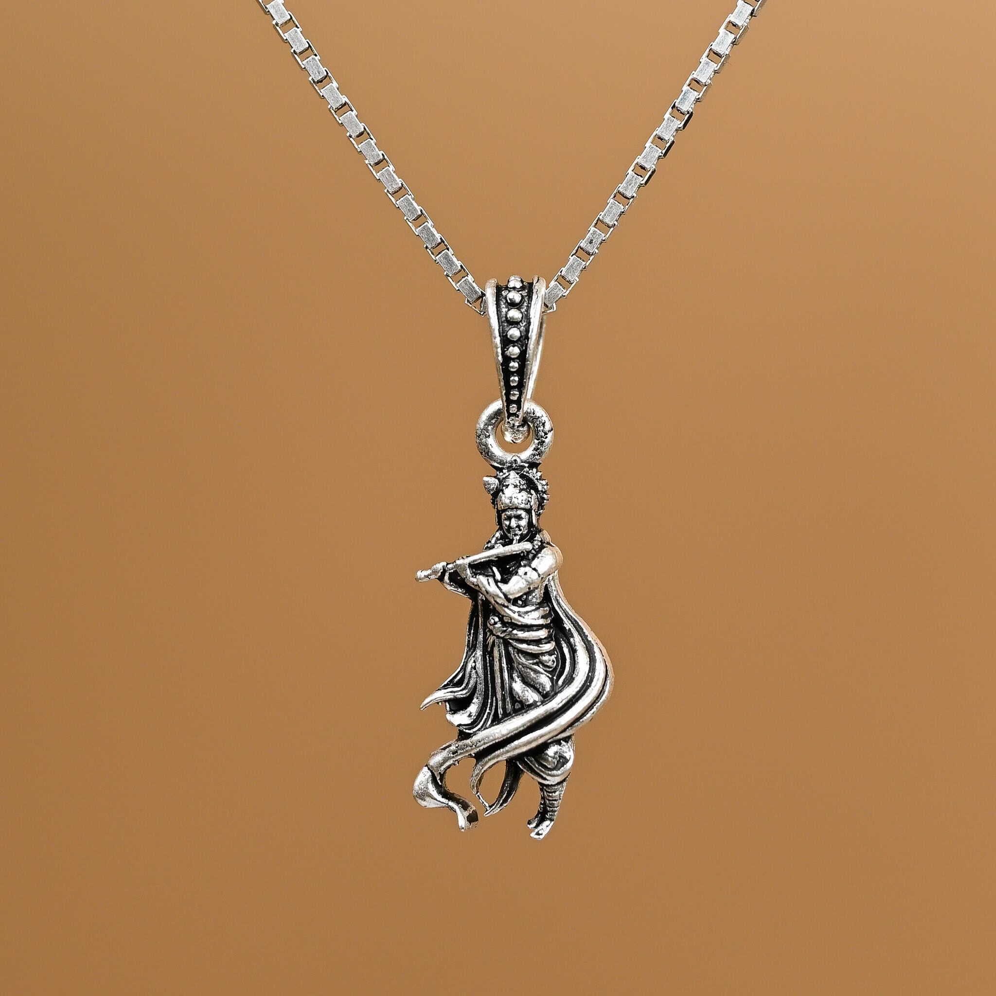 Krishna Silver Pendant With Chain 