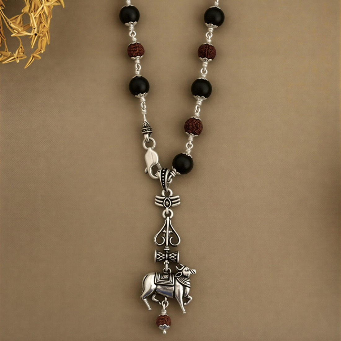 Nandi Trishul Silver Pendent
