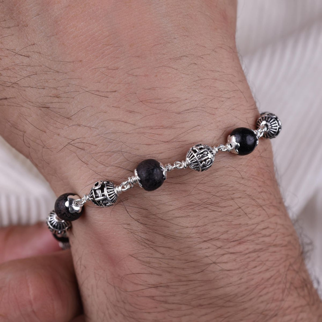 Original Karungali with Om Namah Shivay Silver Bracelet