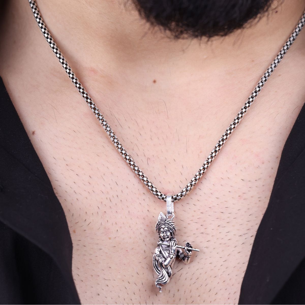 Authentic Murlidhar Krishna Silver Pendant
