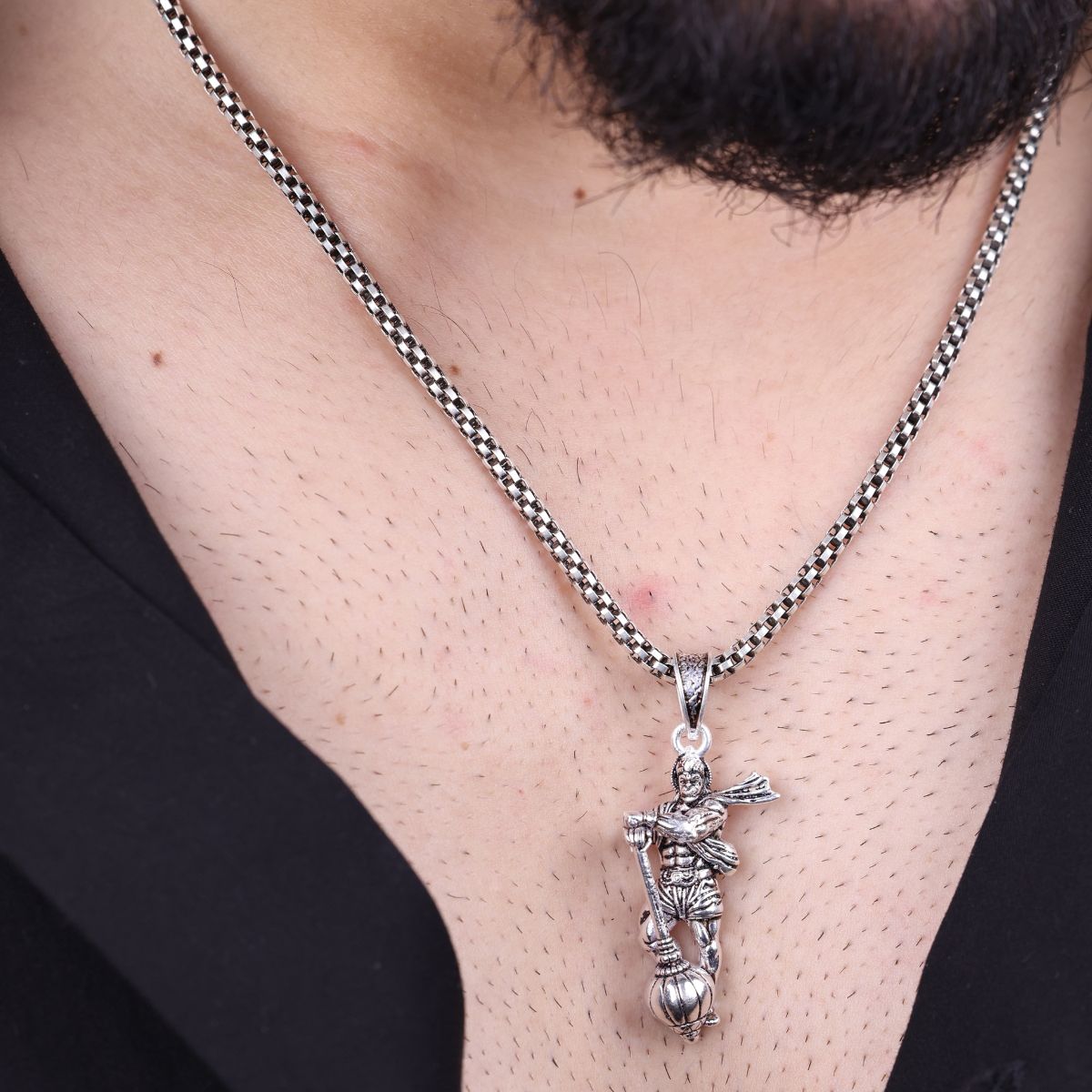 Authentic Lord Hanuman Silver Pendant
