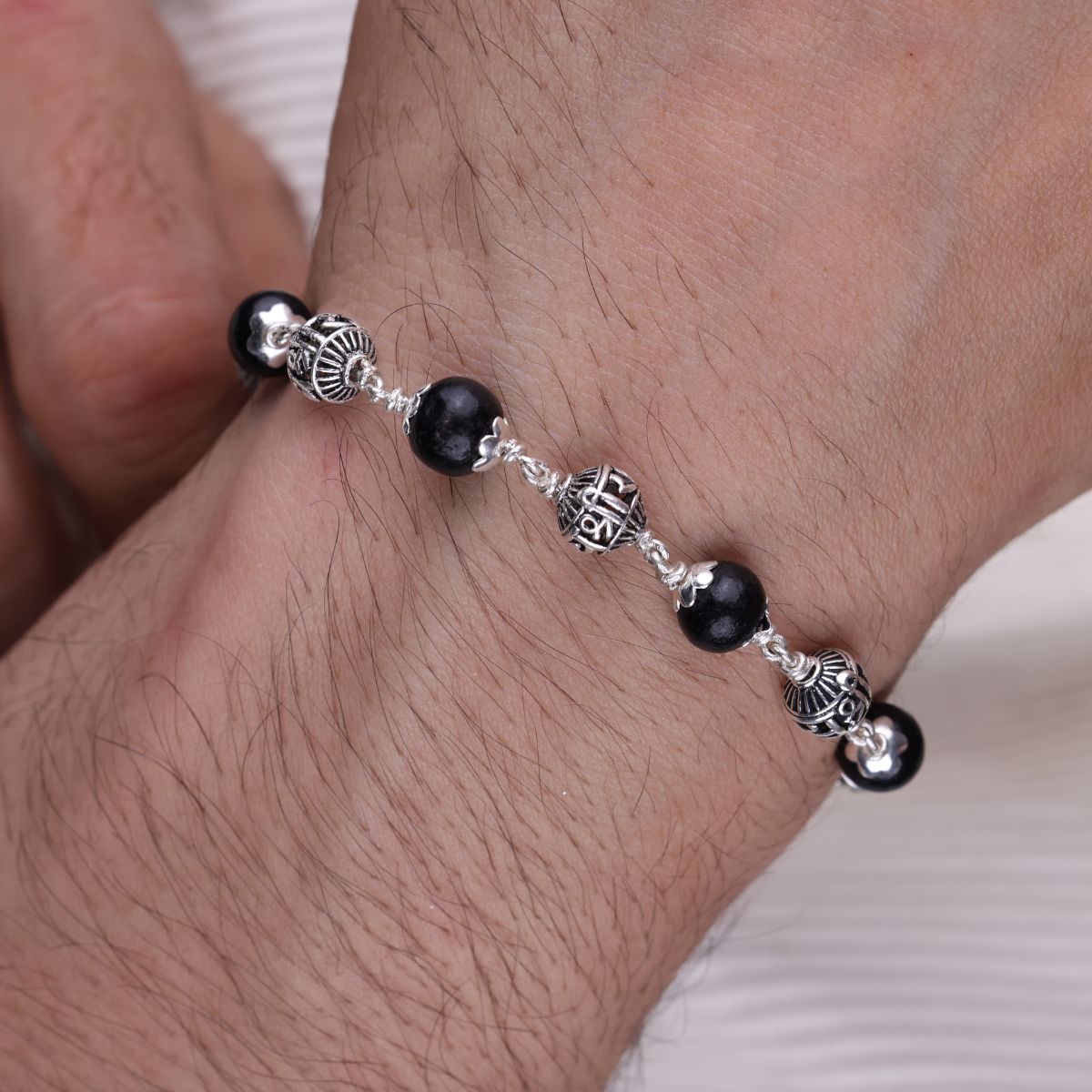 Original Karungali with Jay Shree Ram Silver Bracelet
