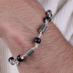 Original Karungali Silver Oval Beads Bracelet