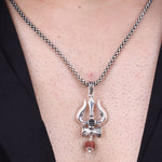 Authentic Shiva Trishul Rudraksha Silver Pendant