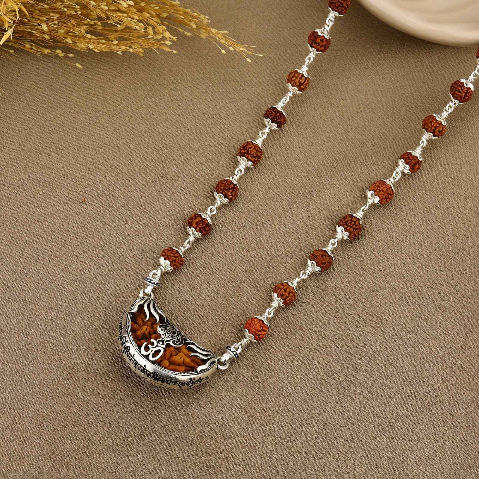 1 Mukhi Rudraksha with Trishul Silver Cap Pendant - Second Image