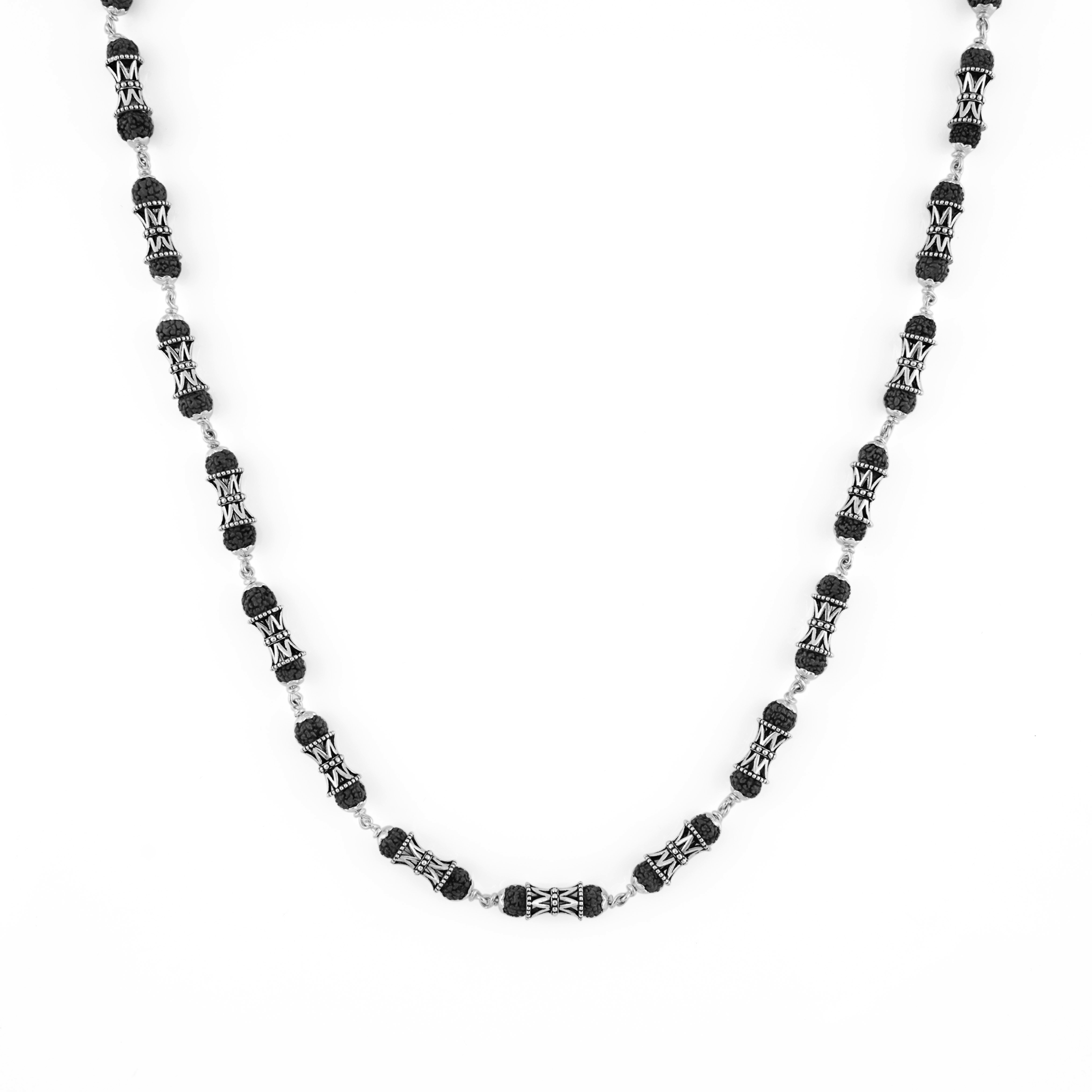 Rudraksha Silver Mala (Damru Beads)
