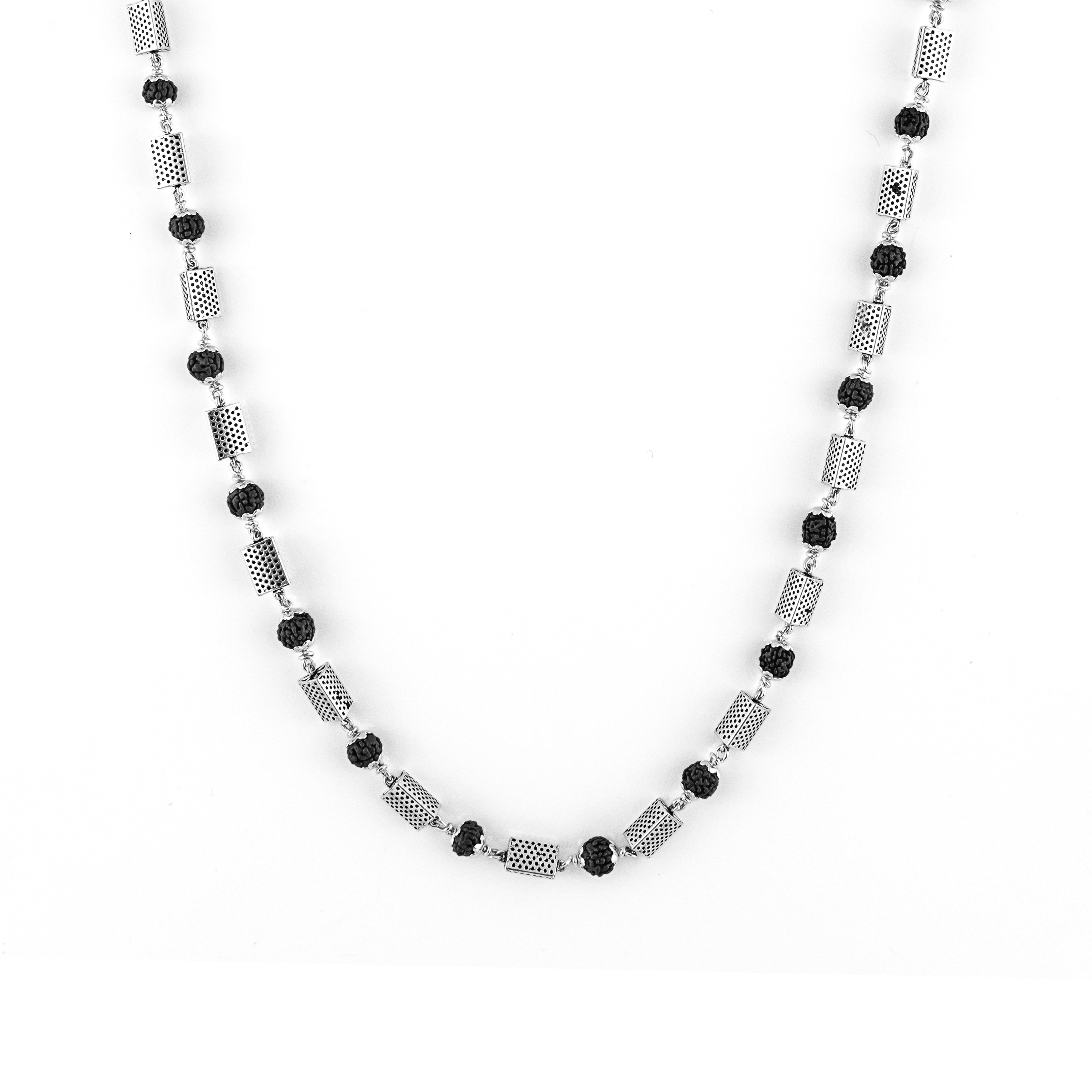 Rudraksha Silver Mala (Triangle Beads)