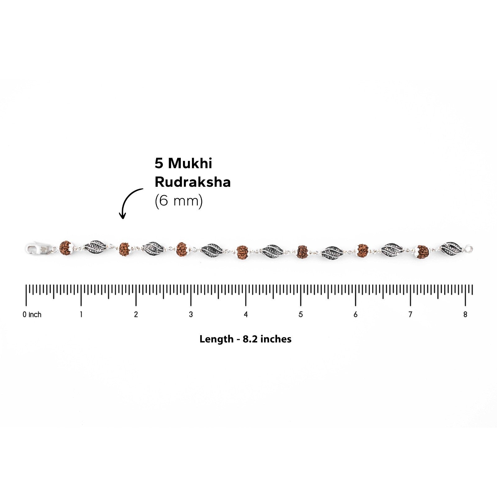 Rudraksha 92.5 Silver Marquise Beads Bracelet