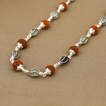 Rudraksha with Marquise Beads Silver Mala
