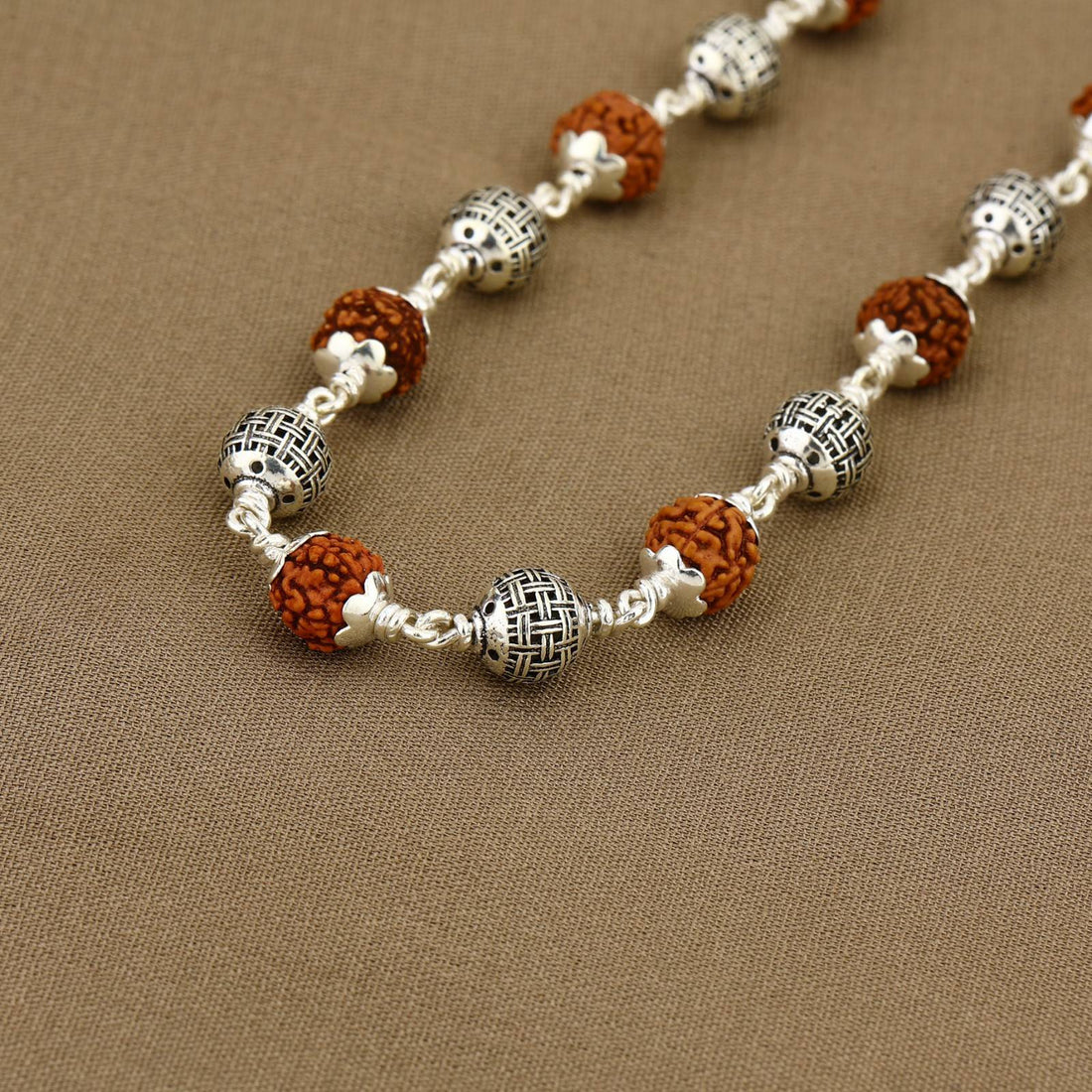 Rudraksha Silver Mala (Spherical Beads)