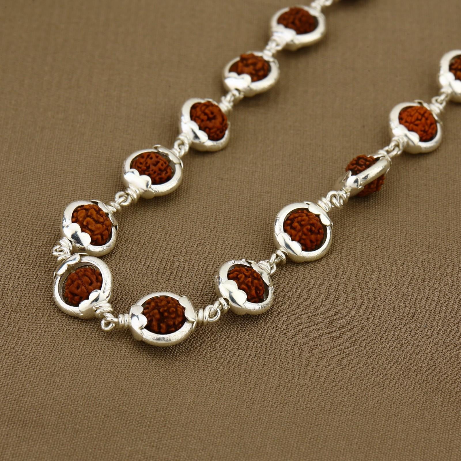Rudraksha Capping Silver Mala