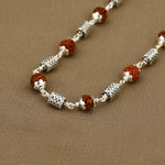 Rudraksha Silver Mala (Oval Filigree Beads)