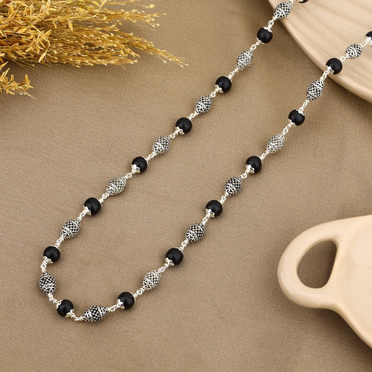 Karungali Silver Mala (Dome Beads)