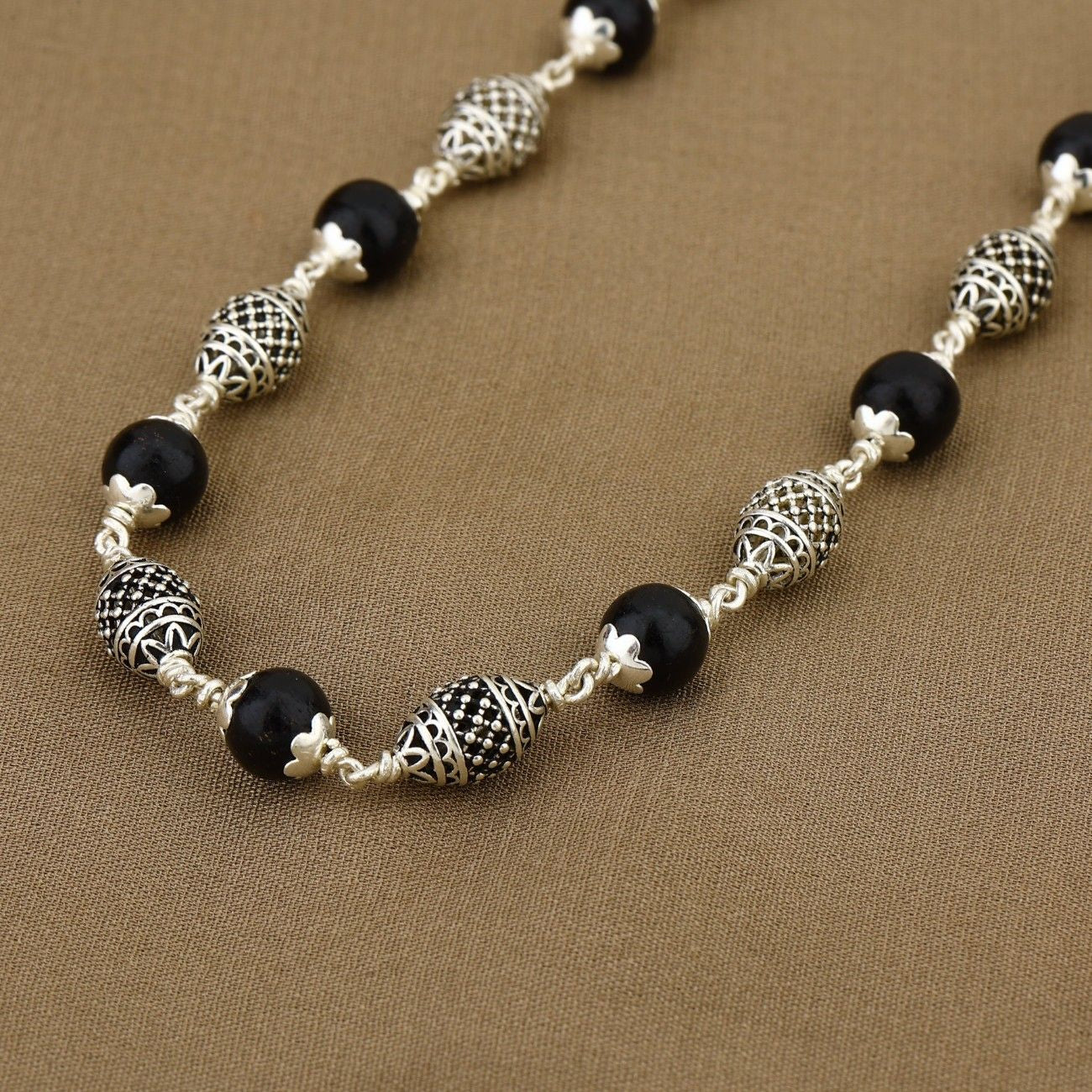 Karungali Silver Mala (Dome Beads)