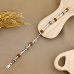 Authentic Rudraksha with Sphatik Diamond Cut and Om Silver Beads Bracelet
