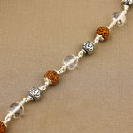 Rudraksha with Sphatik and Om Silver Beads Bracelet