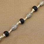 Karungali with Hollow Oval Silver Bracelet