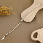 Sphatik Diamond Cut Beads Silver Bracelet