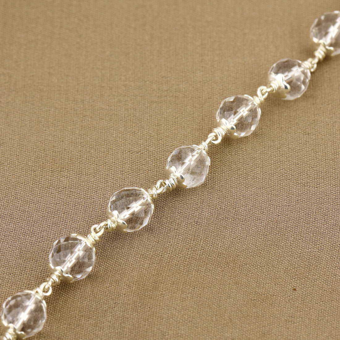 Sphatik Diamond Cut Beads Silver Bracelet