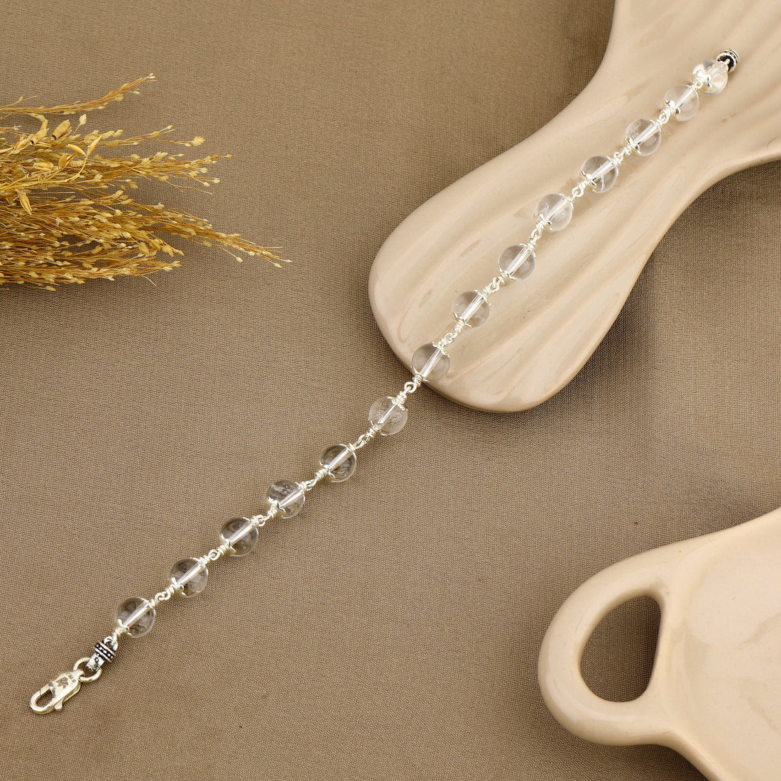 Authentic Sphatik Bead Silver Bracelet