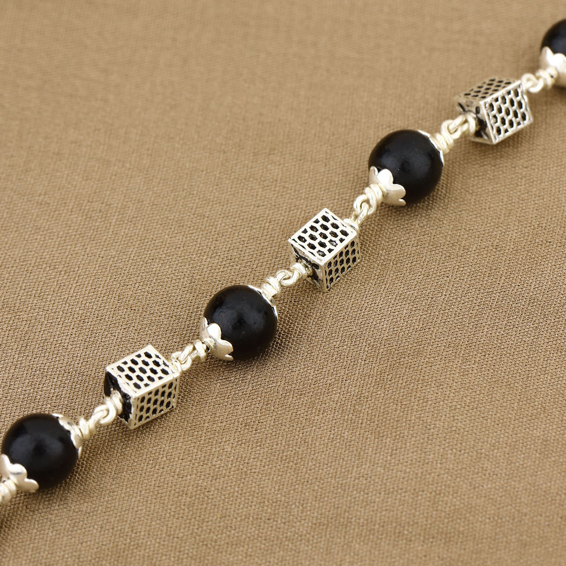 Karungali with Square Silver Bracelet