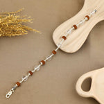 Rudraksha with Sphatik Diamond Cut Beads Silver Bracelet