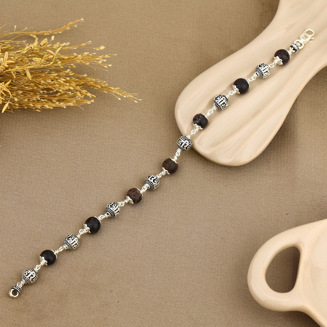 Authentic Karungali with Shree Hari Silver Bracelet