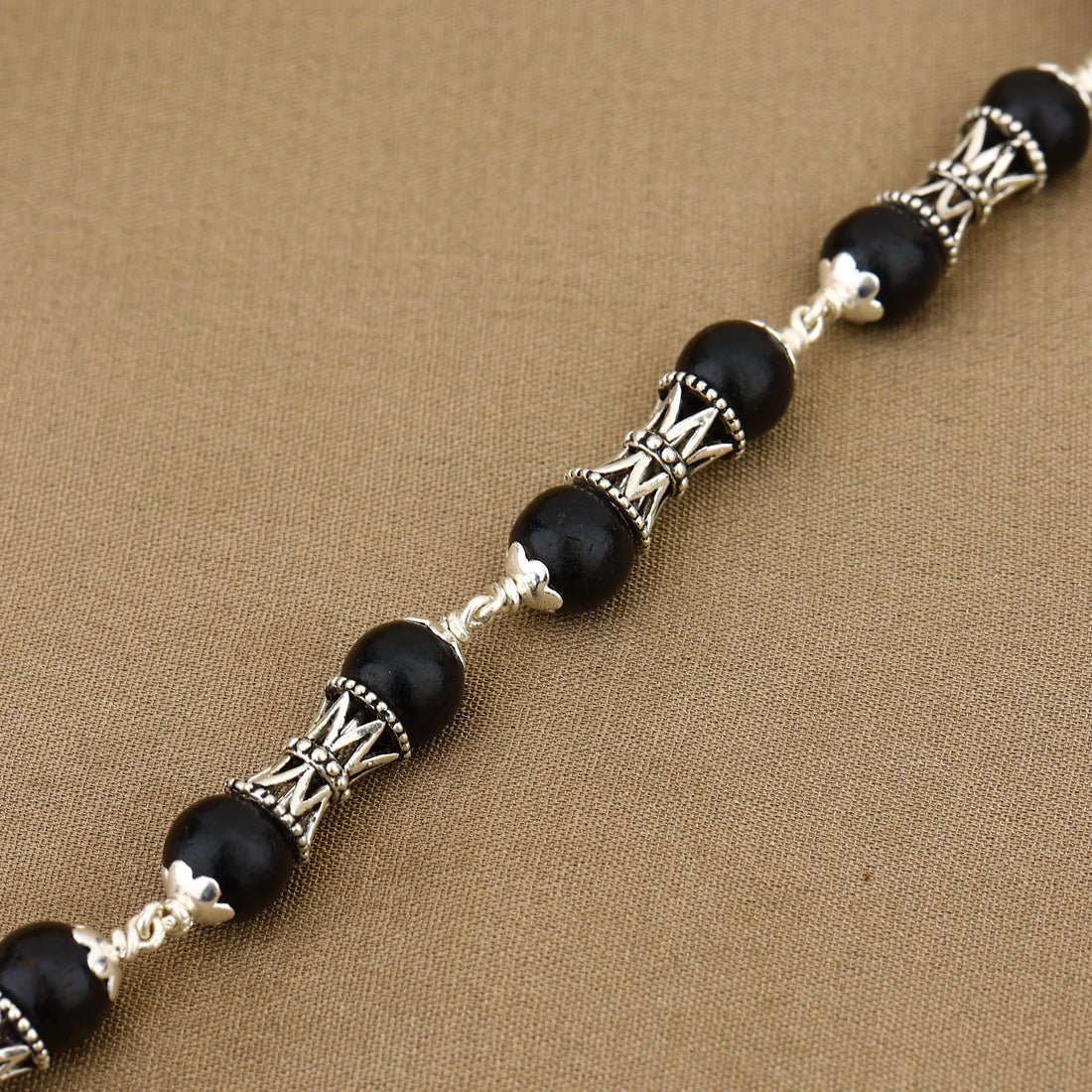 Karungali with Damru Silver Bracelet
