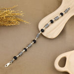Karungali with Hollow Cylindrical Silver Bracelet