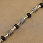 Karungali with Hollow Cylindrical Silver Bracelet