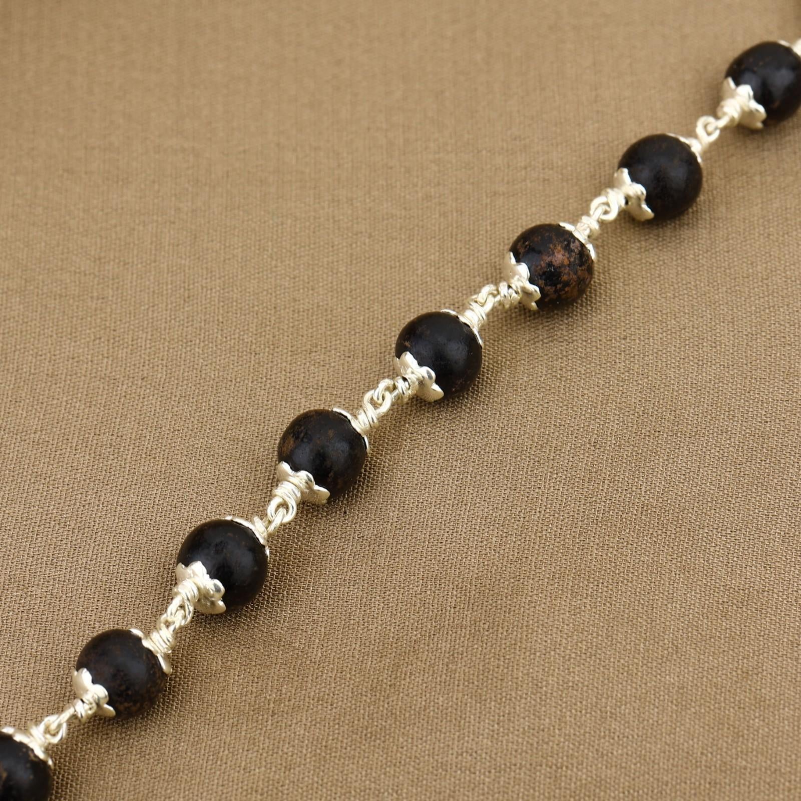 Karungali Beads Silver Bracelet