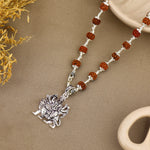 Maa Durga Silver Pendant with Rudraksha Beads