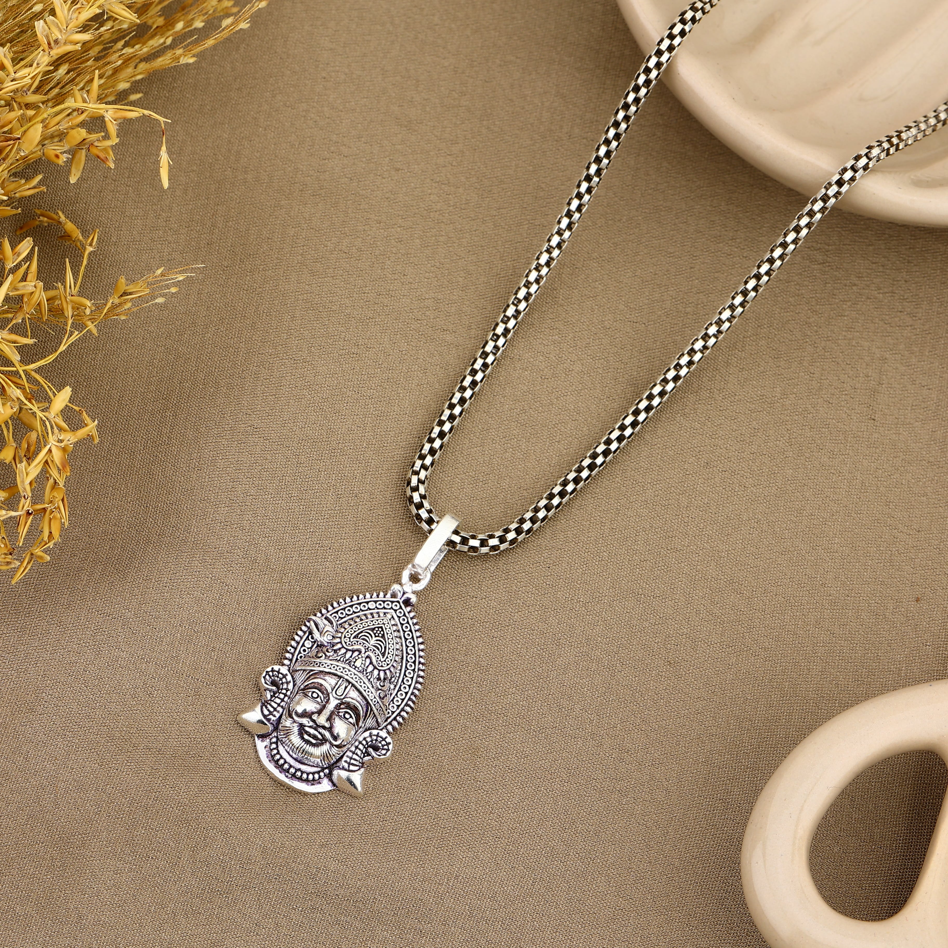 Khatu Shyam Baba Silver Pendant