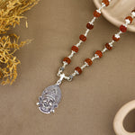 Khatu Shyam Baba Silver Pendant with Rudraksha Beads