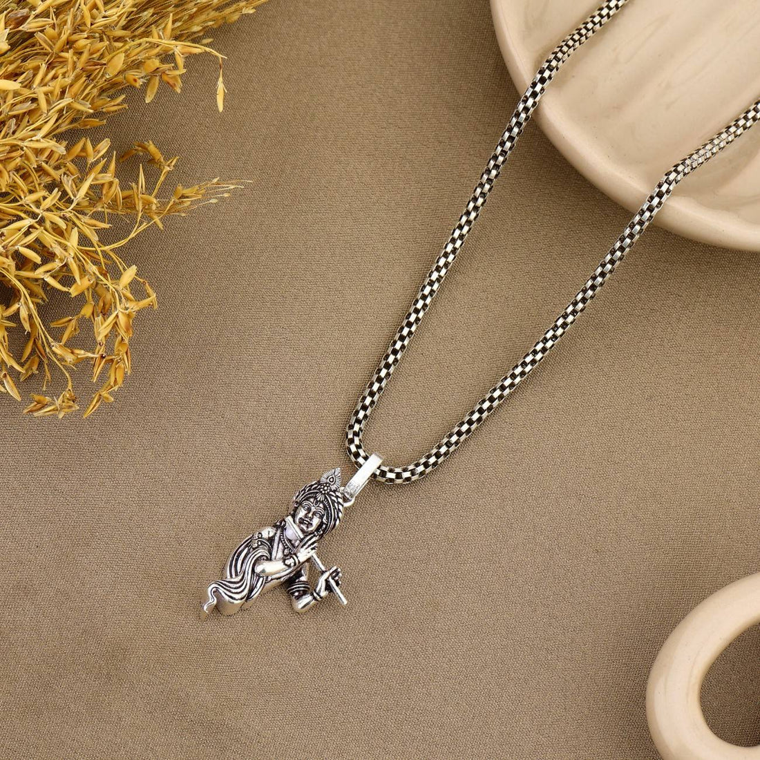 Murlidhar Krishna Silver Pendant With Chain