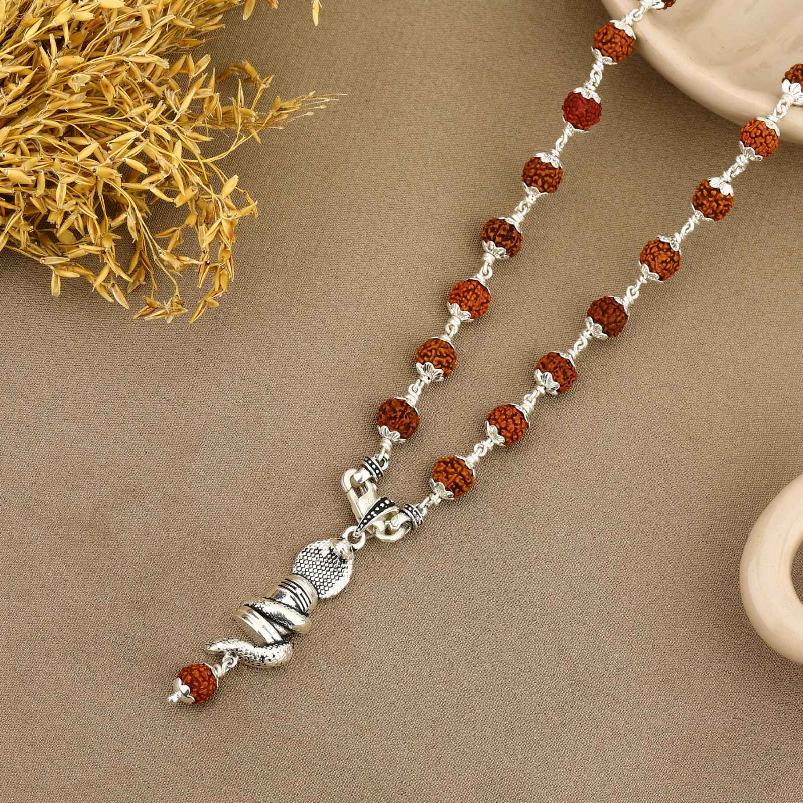 Sheshnag Shivling Rudraksha Silver Pendant