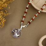 Lord Krishna Silver Pendant with Rudraksha Beads