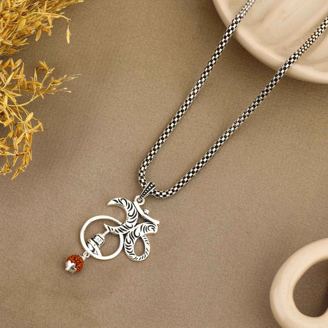 Mahadev Om Chandra Silver Pendant