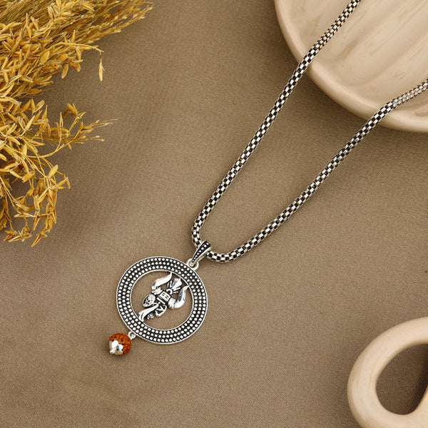 Trishul Rudraksha Silver Pendant
