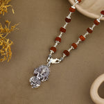 Shree Ganesha Silver Pendant with Rudraksha Beads