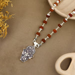 Lord Ganesha Silver Pendant with Rudraksha Beads