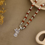 Shrinathji Face Silver Pendant with Rudraksha Beads