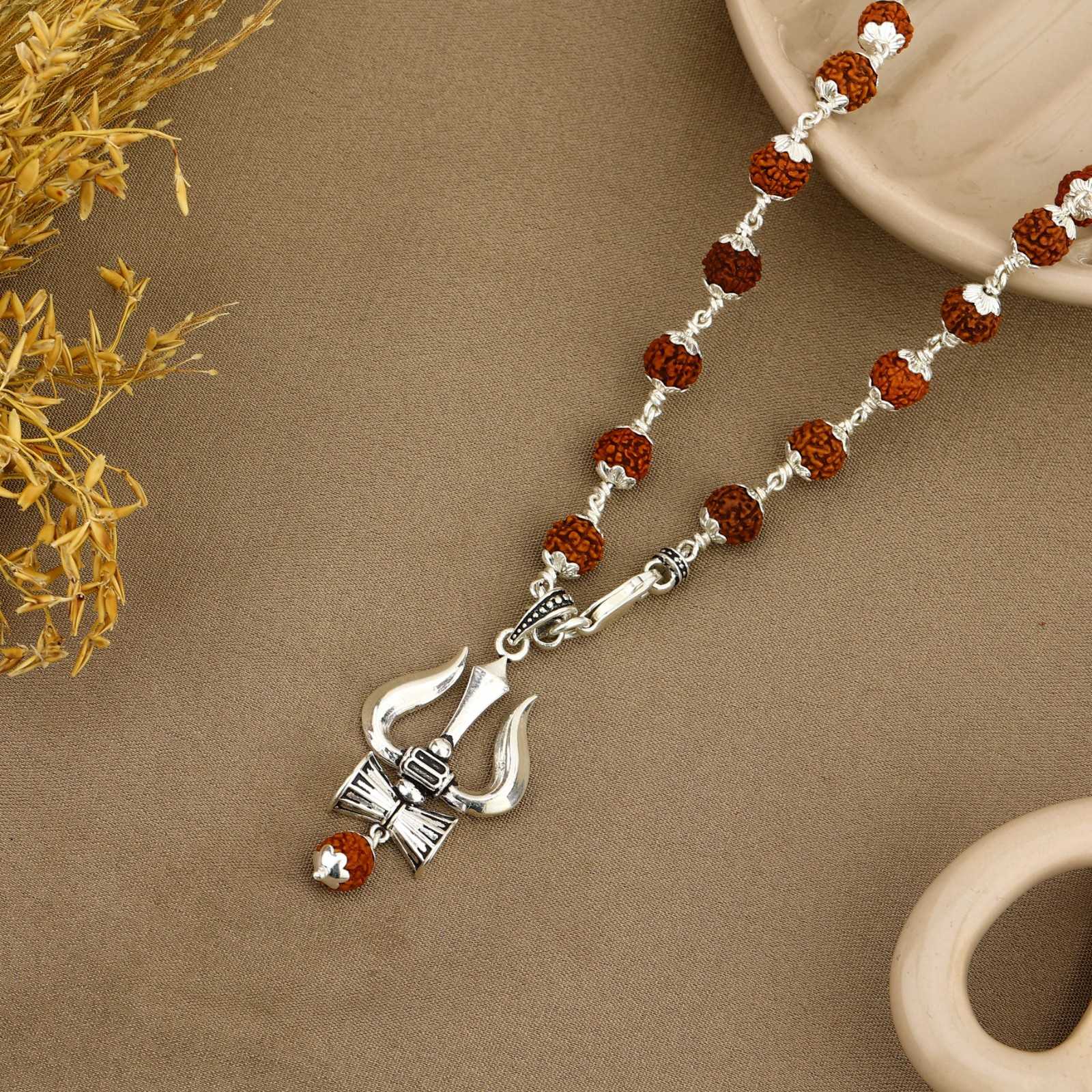 Shiva Trishul Rudraksha Silver Pendant