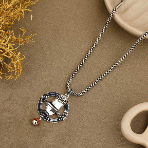 Sacred Orbit Shivling Rudraksha Silver Pendant