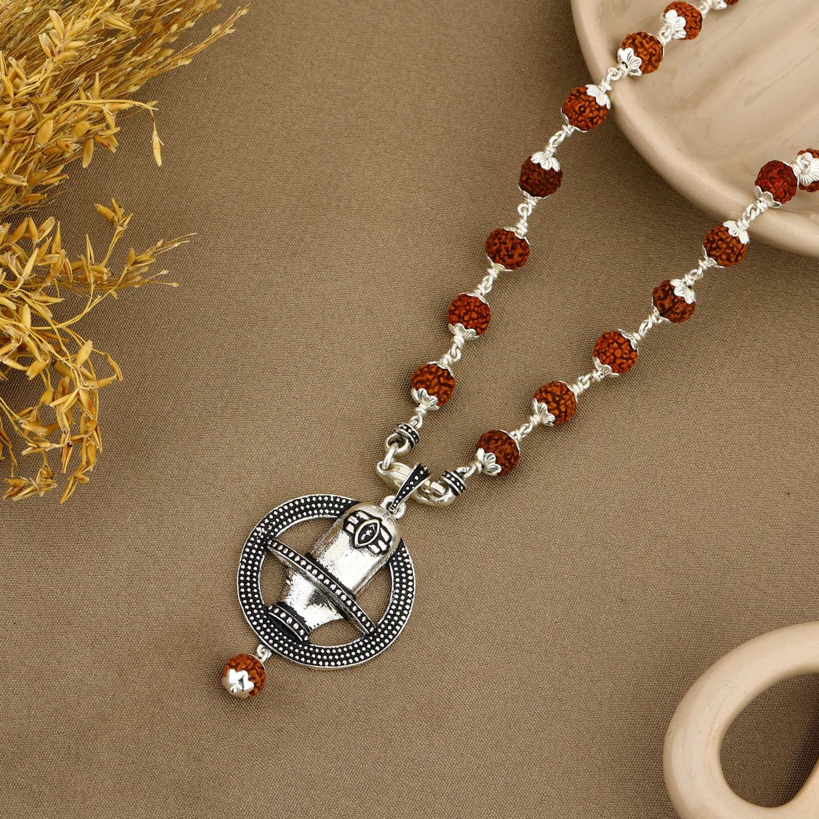 Sacred Orbit Shivling Rudraksha Silver Pendant