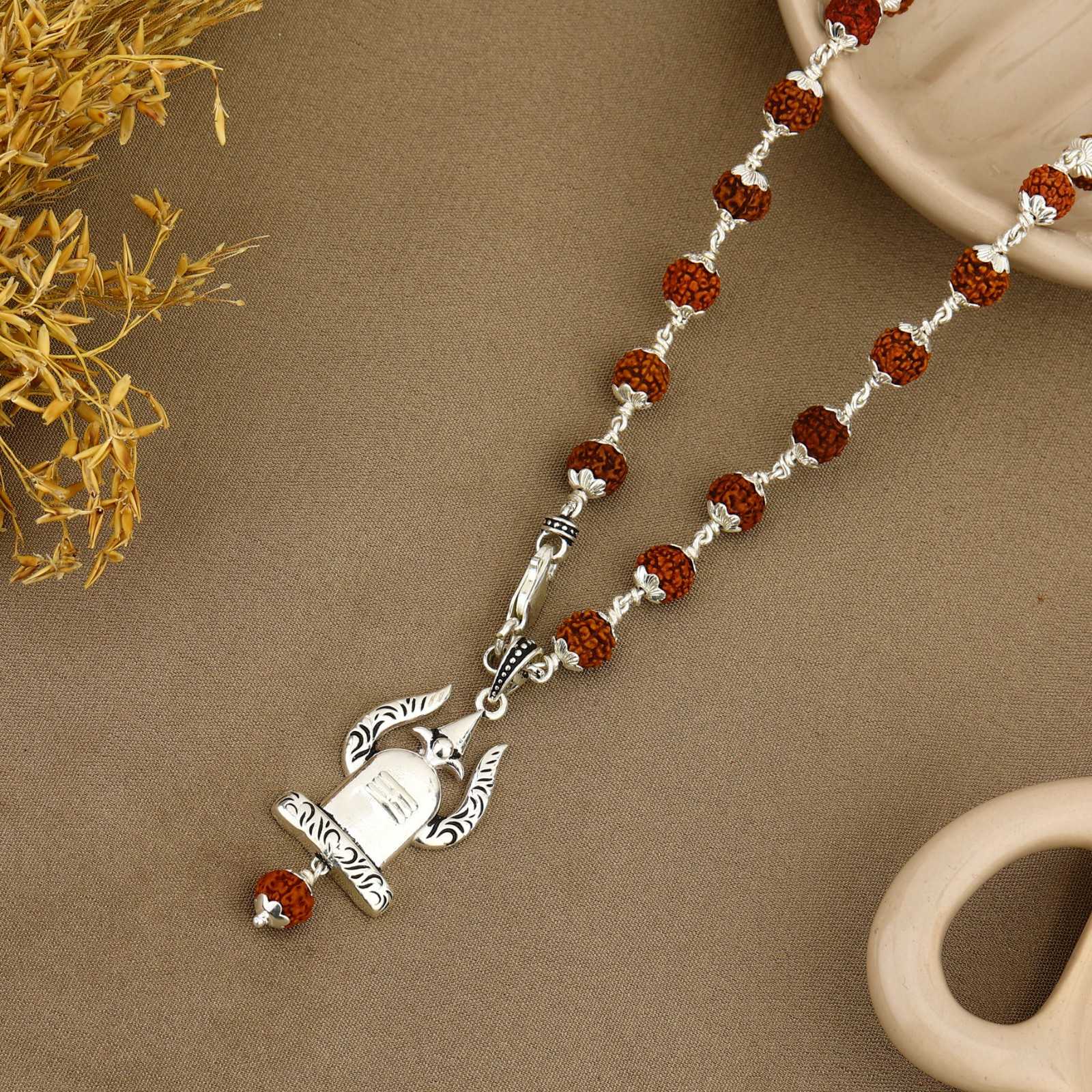 Shivling Rudraksha Silver Pendant