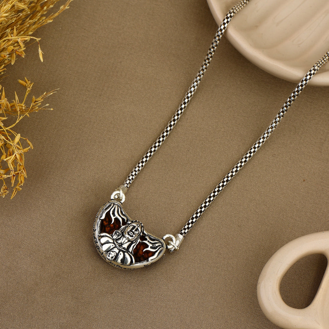 1 Mukhi Rudraksha with Adiyogi Silver Cap Pendant