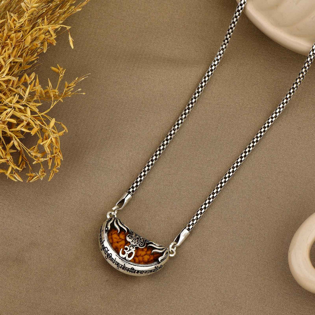 Mukhi Rudraksha with Trishul Silver Cap Pendant